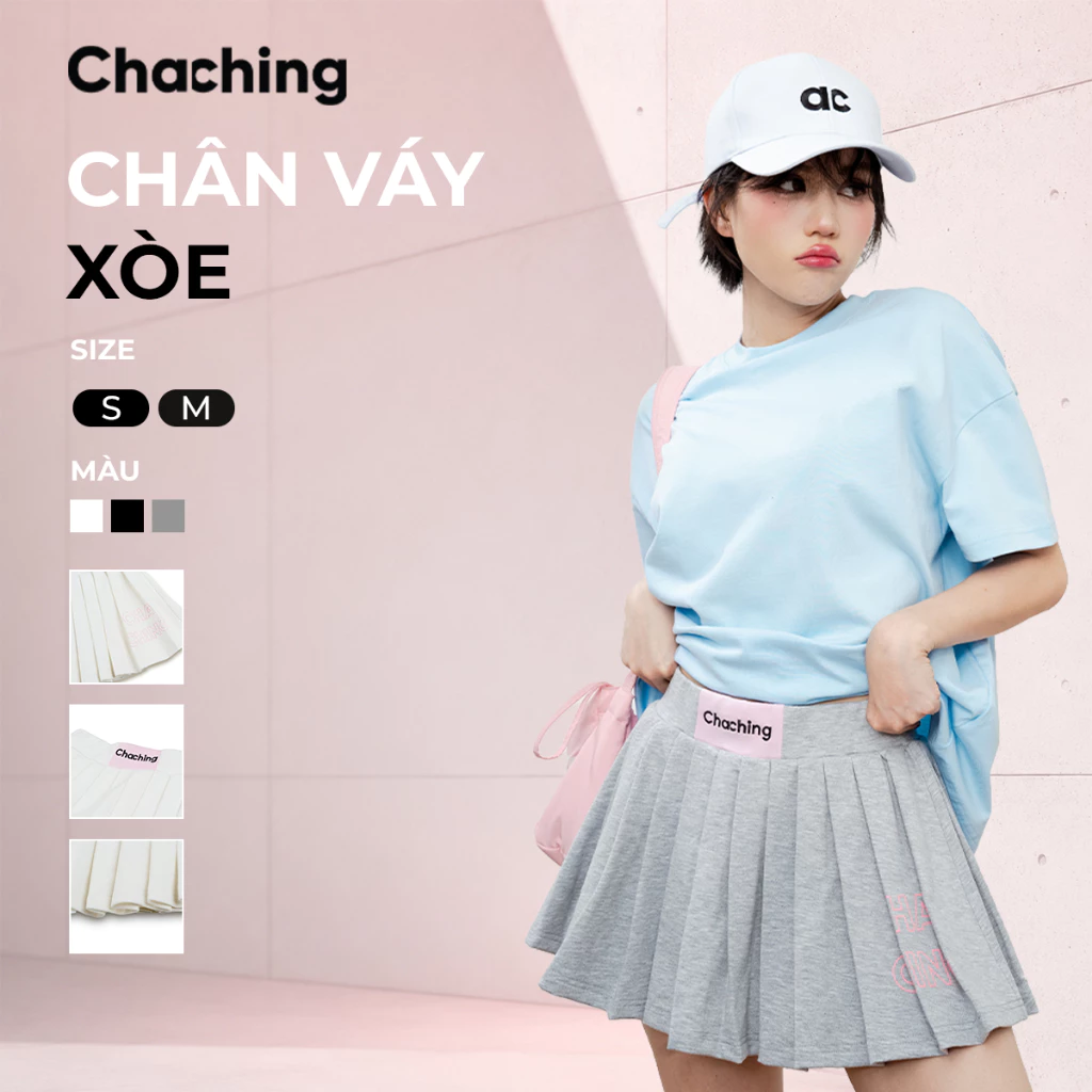 Chân Váy Ngắn Xếp Ly ChaChing Dáng Xòe Phồng  Vải Thun Tici Dày Kèm Quần Bảo Hộ