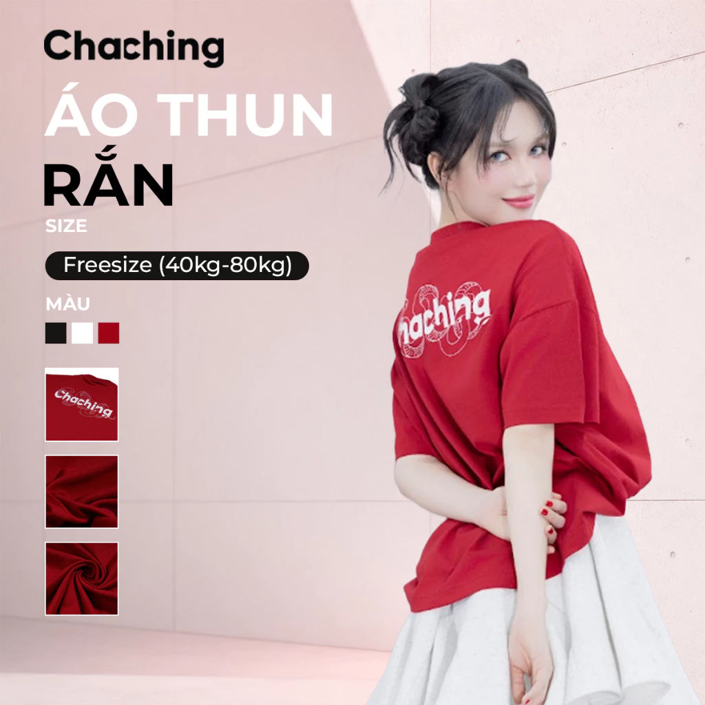 Áo Thun Unisex Họa Tiết Rắn ChaChing Vải Cotton 250gsm Dày Dặn, In Logo ChaChing, Form Boxy