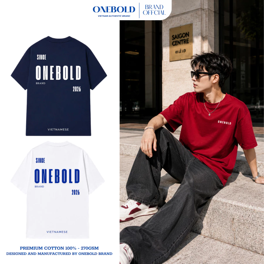 Áo Thun Oversize " 2026 "  Brand ONEBOLD Chất Cotton 270Gsm, Áo Phông Form Rộng Nam Nữ - OB20