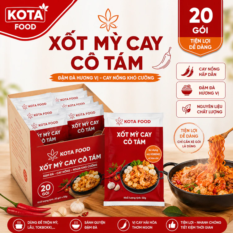Sốt Mỳ Cay Cô Tám Hộp 20 gói
