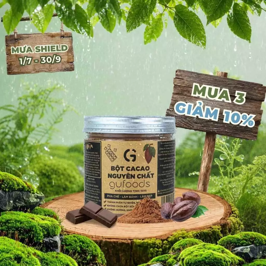 Bột cacao nguyên chất GUfoods - Thành phần tự nhiên, Giàu chất chống oxy hóa, Làm đẹp (hũ 150g)