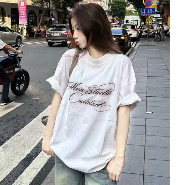 Áo Thun MON STUDIO Vải Đẹp Dày Dặn Unisex Nam Nữ Cotton 2 Chiều Thoáng Mát Form Rộng Không Xù Lông