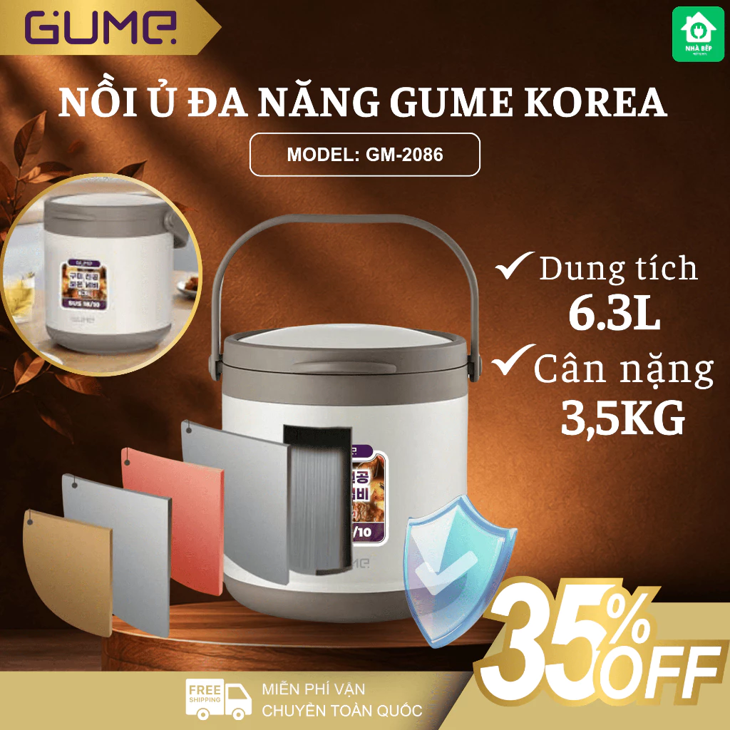 Nồi Ủ Gume GM-2086 Giữ Nhiệt Lâu Tiết Kiệm Gas Điện, Hầm Thức Ăn Chín Mềm Rất Tiện Lợi - Nhà Bếp Thiên Hà
