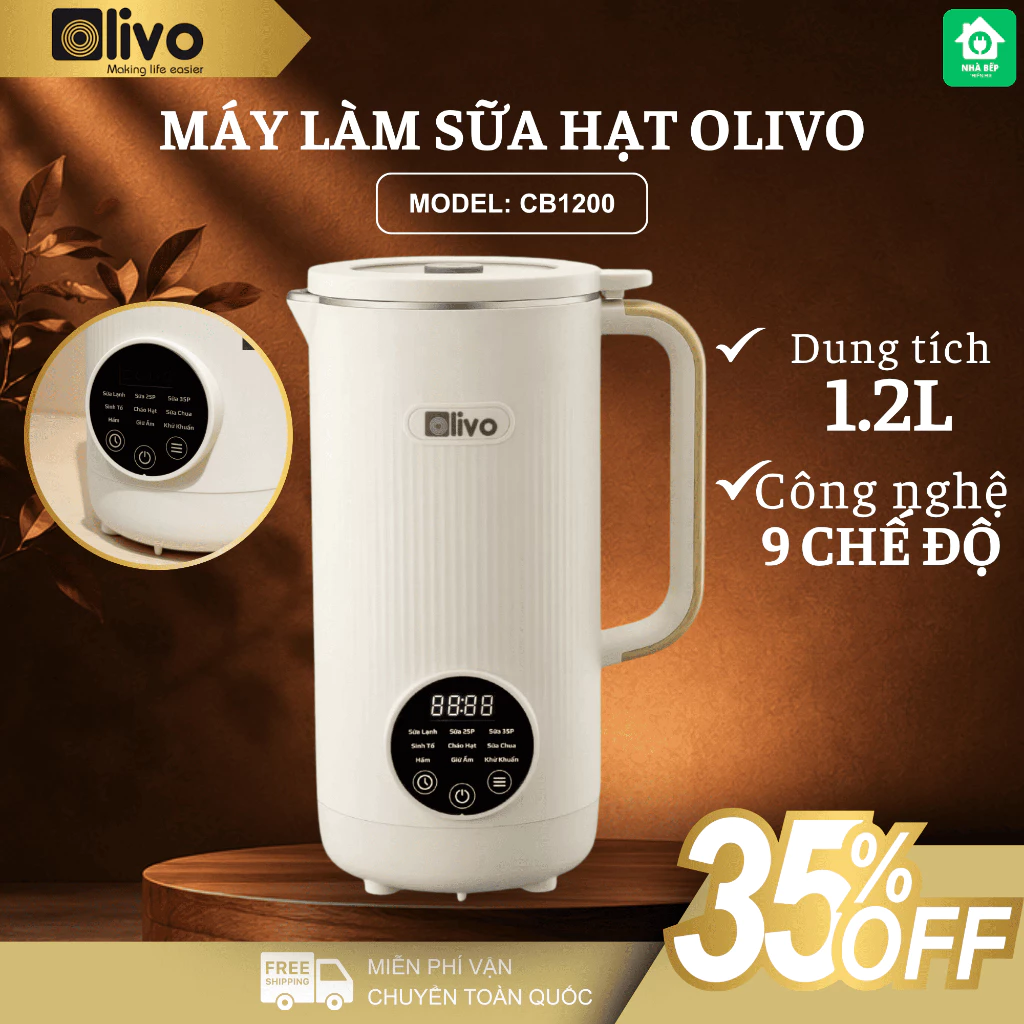 Máy Làm Sữa Hạt Olivo CB1200 Xay Sữa Hạt Siêu Mịn Thơm Ngon, Máy Chạy Vô Cùng Êm Ái - Nhà Bếp Thiên Hà