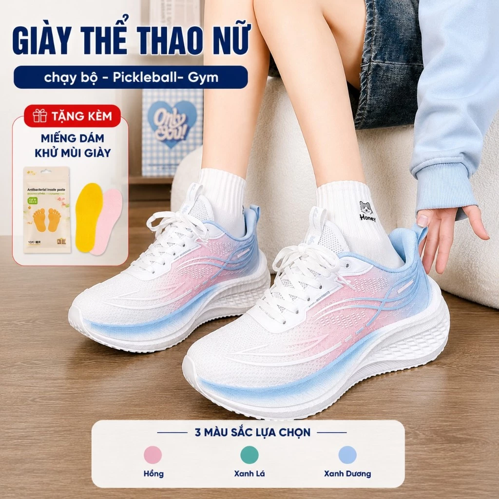 [Tặng dán khử mùi] Giày Thể Thao Nữ Đế Dày Phối Màu Pastel – Êm Chân, Thoáng Khí, Tôn Dáng A665