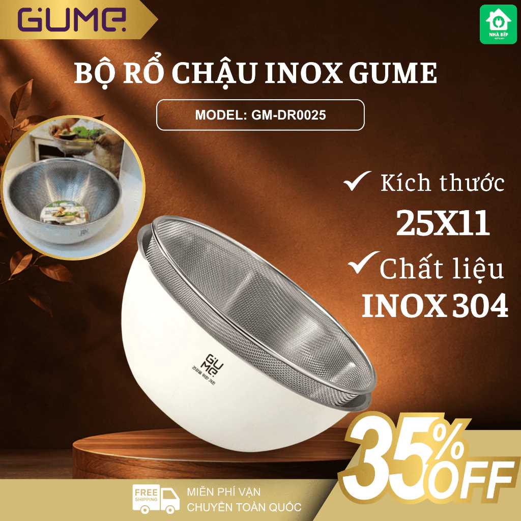 Bộ Rổ Chậu Gume GM-DR0025 Nhựa Cao Cấp Dày Dặn, Rửa Rau Củ Quả Sạch Sẽ Vô Cùng Tiện Lợi - Nhà Bếp Thiên Hà