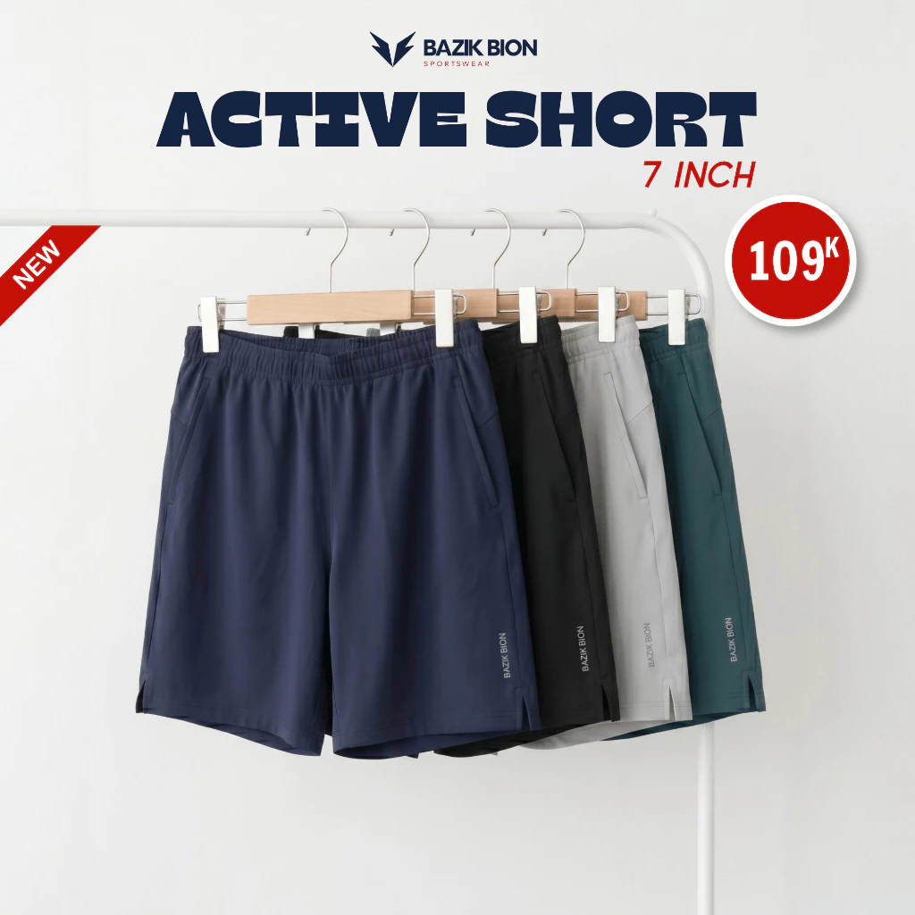 [Mở bán 99K] Quần Thể Thao Nam BAZIK BION Active Short 7 inch Siêu Nhẹ, Thoáng Khí, Thoải Mái Vận Động, Thể Thao - Q20