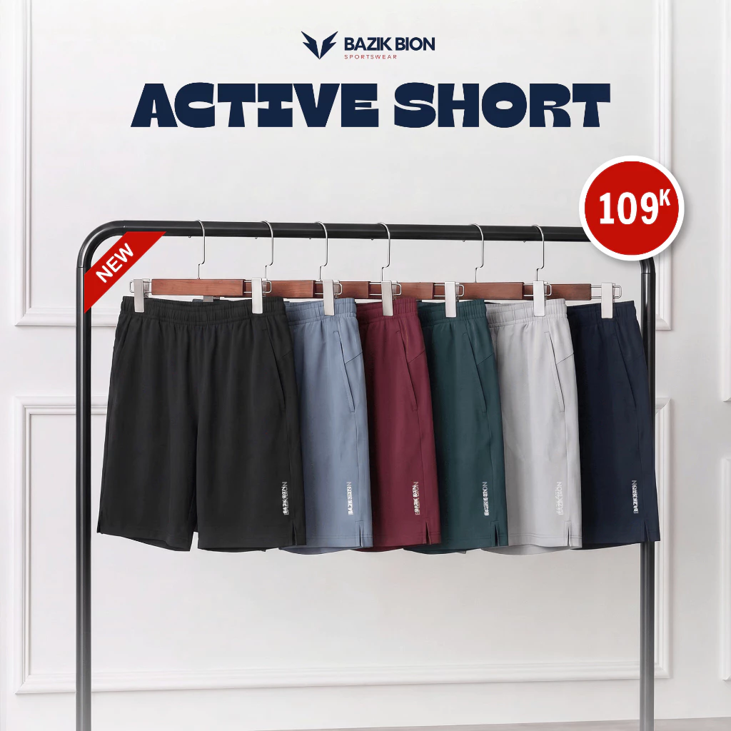 Quần Thể Thao Nam BAZIK BION Active Short 7 inch Siêu Nhẹ, Thoáng Khí, Thoải Mái Vận Động, Thể Thao - Q20