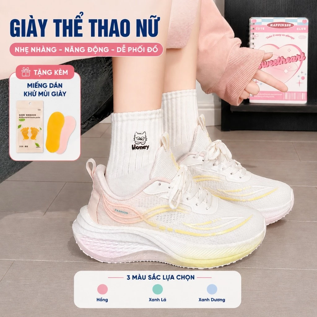 [Tặng dán khử mùi] GIÀY THỂ THAO NỮ THỜI TRANG – NHẸ NHÀNG - SIÊU NHẸ - DỄ PHỐI ĐỒ A665