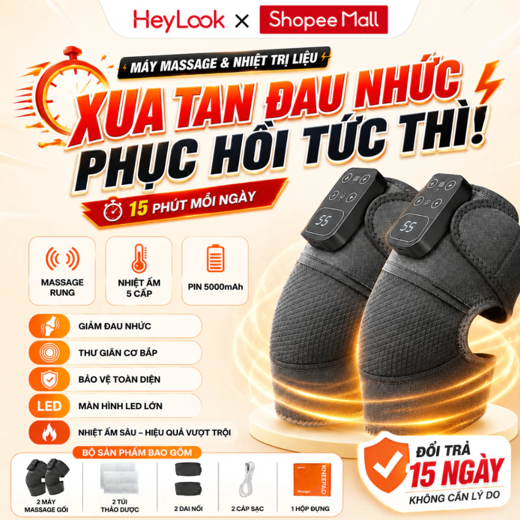 Máy Massage Đầu Gối Thông Minh, Massage Chân Kết Hợp Chườm Ấm Hồng Ngoại Giảm Đau Hiệu Quả