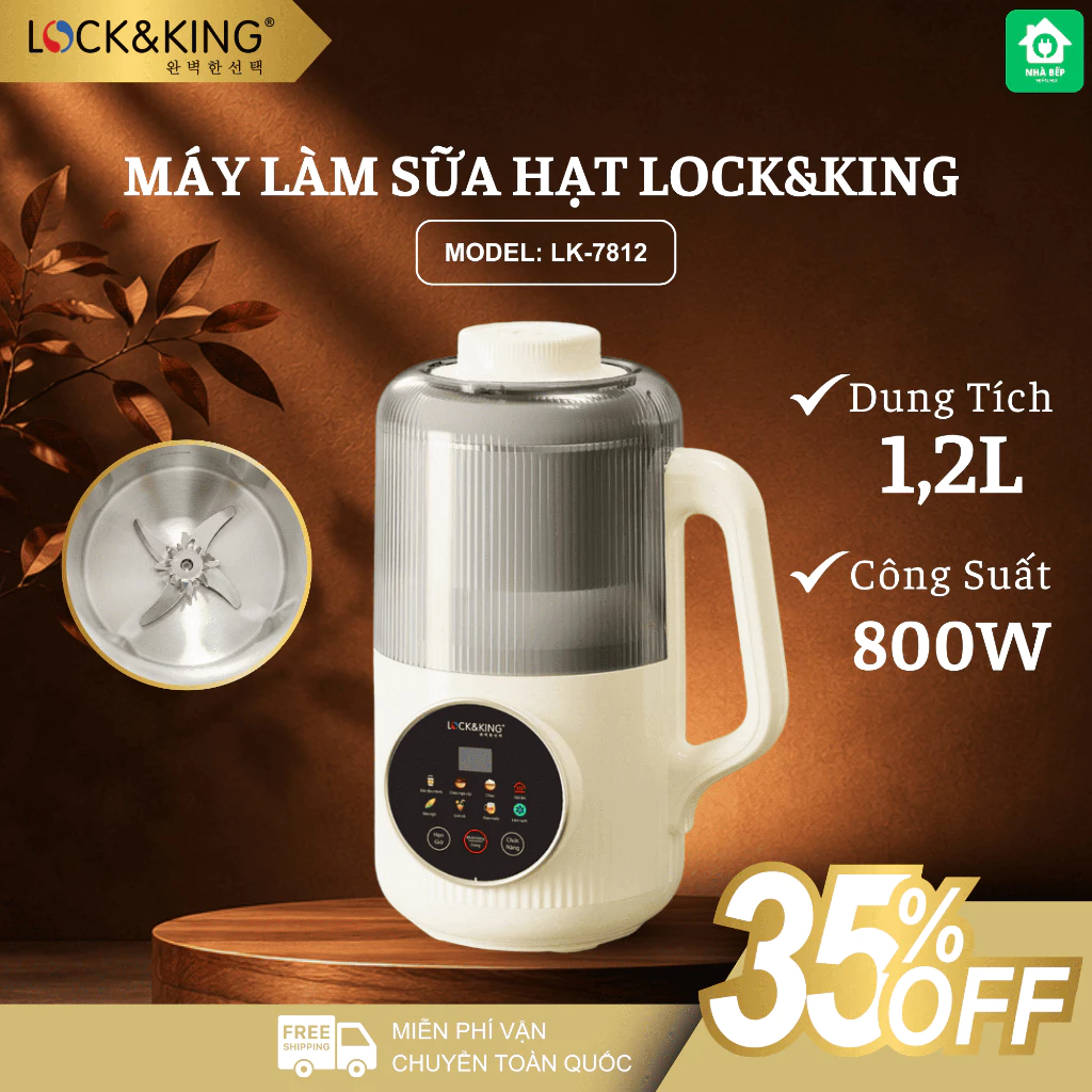 Máy Làm Sữa Hạt Lock&King LK-7812 Xay Cực Mịn Không Cần Lọc, Nấu Tự Động Rất Tiện Lợi - Nhà Bếp Thiên Hà