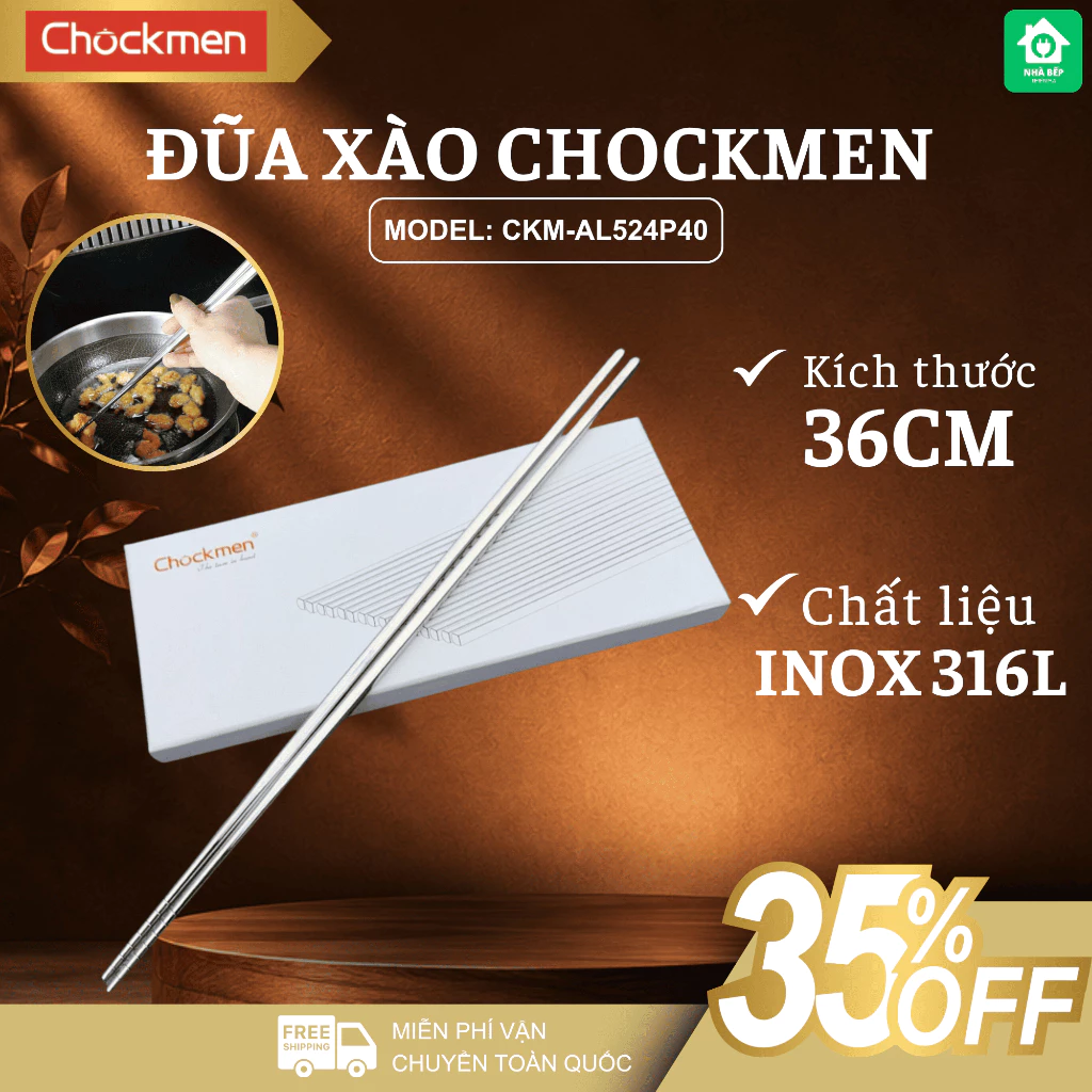Đũa Xào Chockmen Chiều Dài Tiện Lợi Chống Nóng Tốt, Chất Liệu Inox Cao Cấp Siêu Bền - Nhà Bếp Thiên Hà