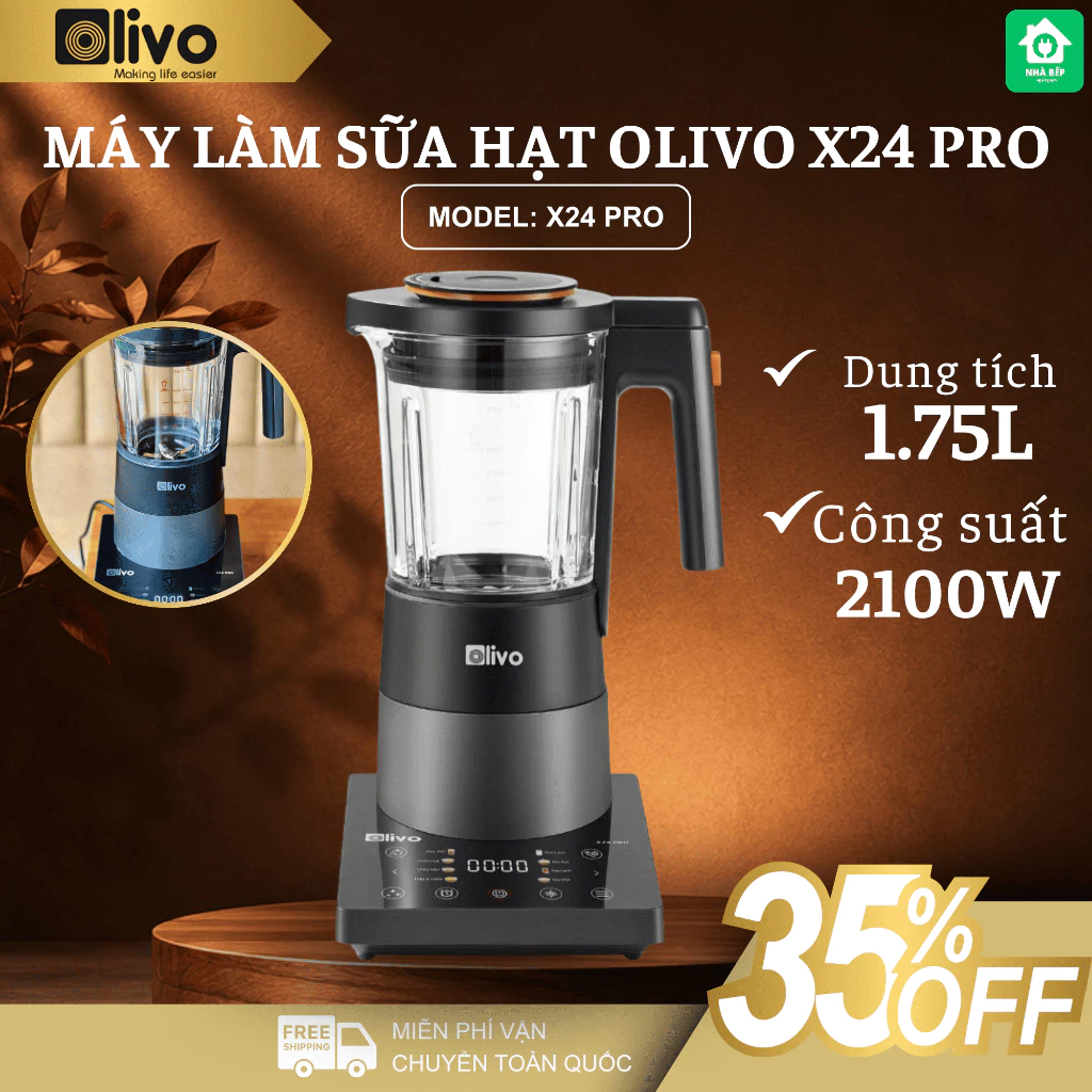 Máy Làm Sữa Hạt Olivo Pro X24 Công Suất Mạnh Mẽ Vận Hành Êm, Xay Sữa Siêu Nhuyễn Mịn - Nhà Bếp Thiên Hà