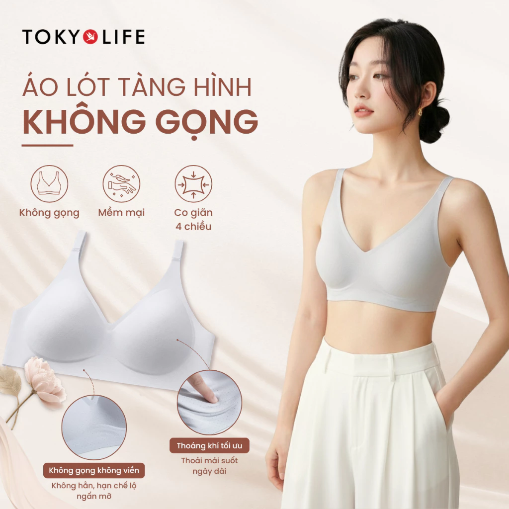 [MUA 2 GIÁ 399K] Áo lót ngực nữ TOKYOLIFE tàng hình không viền không gọng nâng ngực mềm mịn thoáng khí 40001912