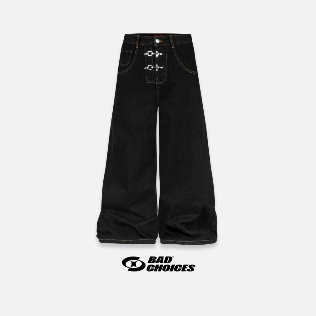 Bad Choices | Quần Wide-legs Jeans khóa gài TOGGLE wash màu ống rộng