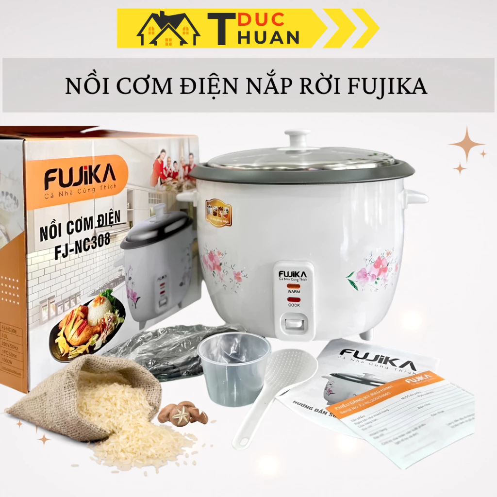 Nồi cơm điện nắp rời FUJIKA NC1816, NC308, chống dính 3 lớp cao cấp - DT HOME