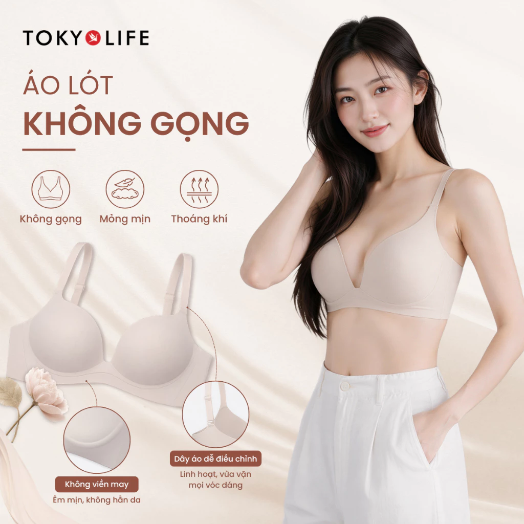 [NEW 2026] Áo Lót Nâng Ngực Định Hình TOKYOLIFE Mút Dày 2cm Không Viền Không Gọng Bản To Che Khuyết Điểm 40006072