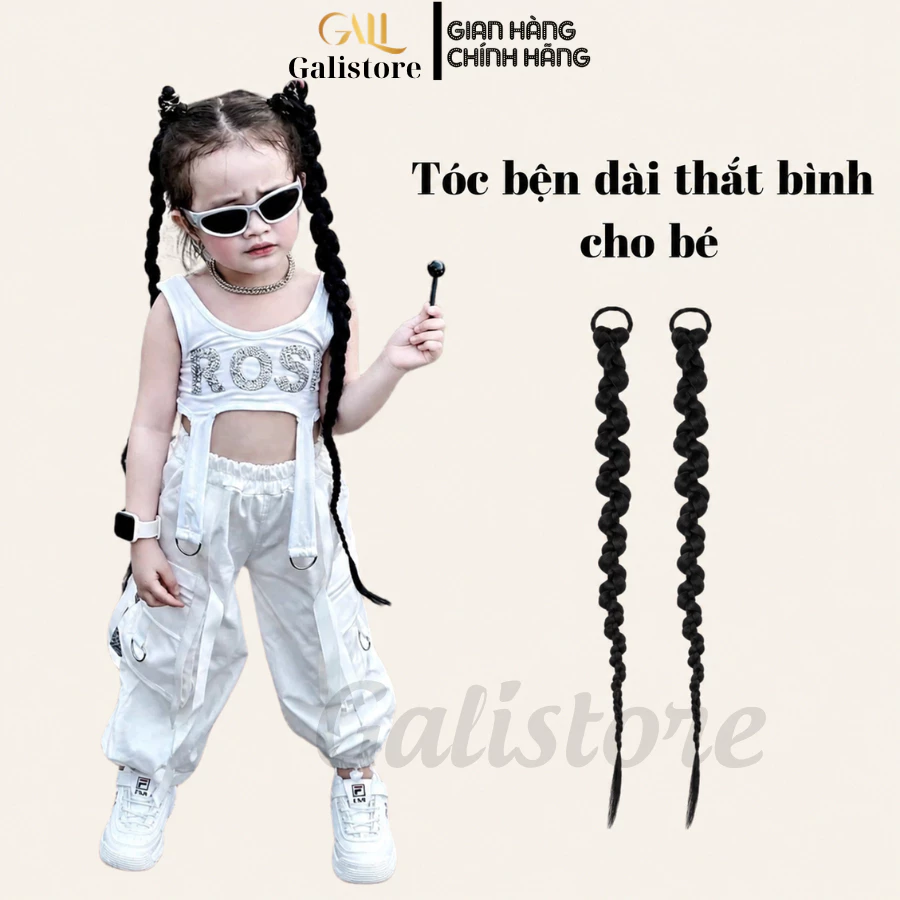 Tóc giả bện đuôi Ngựa thắt bính cho bé gái tết 60cm nhiều màu thời trang Galistore