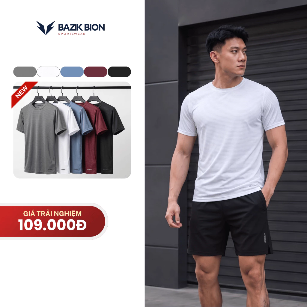 Áo Thun Thể Thao BAZIK BION Đa Năng, Thoáng Khí, Thấm Hút Vượt Trội, Co Giãn 4 Chiều Tập Gym, Chạy Bộ - A69
