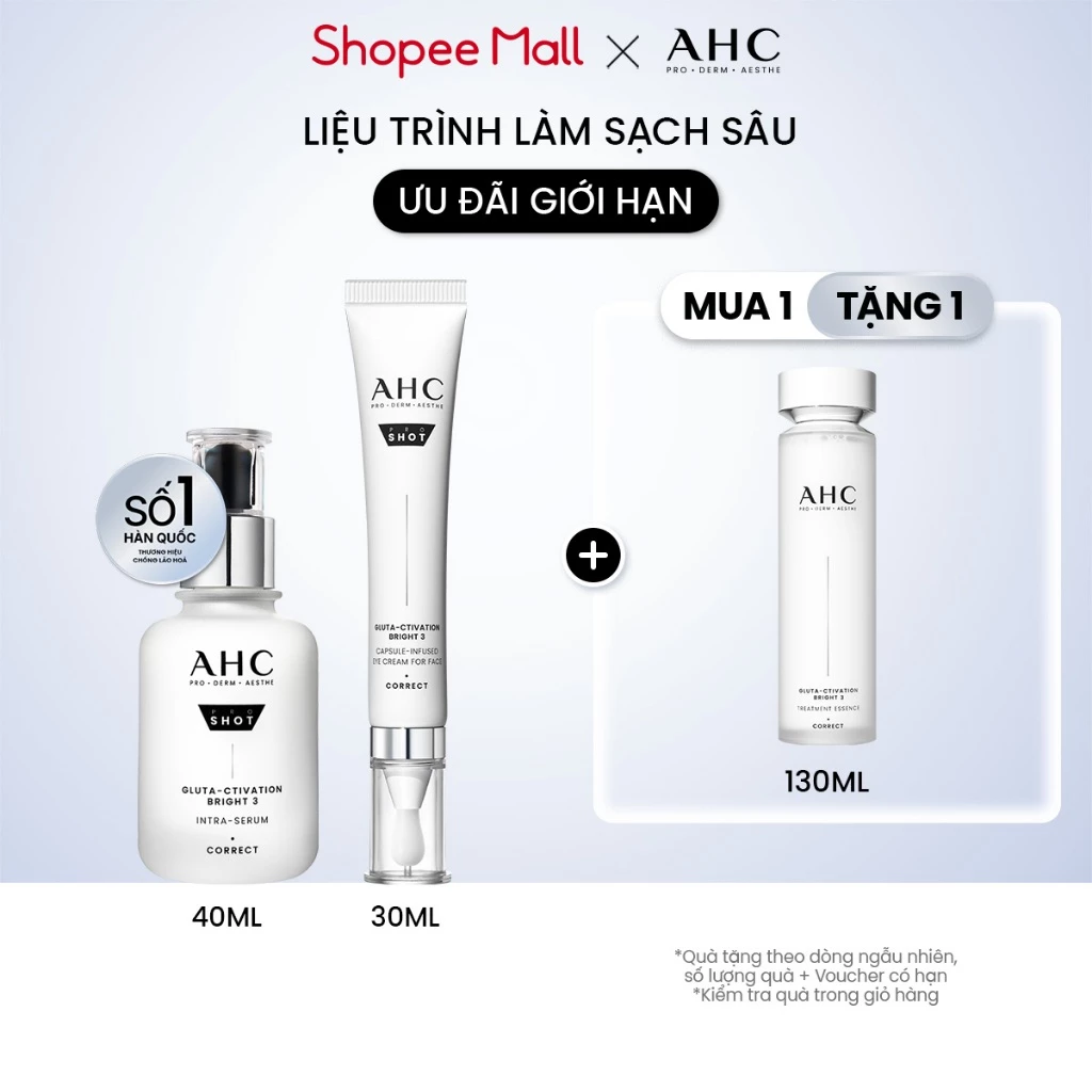 Bộ đôi Tinh chất Serum AHC (40ML) + Kem mắt cho mặt mờ nám sáng da AHC (30ML) PROSHOT GLUTA-CTIVATION BRIGHT 3