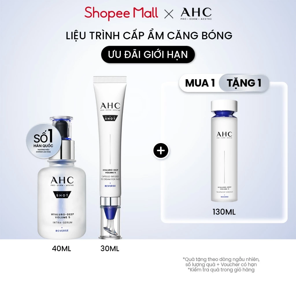 [HSD Serum: 4/2027] Bộ đôi Tinh chất Serum AHC (40ML) + Kem mắt cho mặt cấp ẩm căng bóng mờ nếp nhăn AHC(30ML)