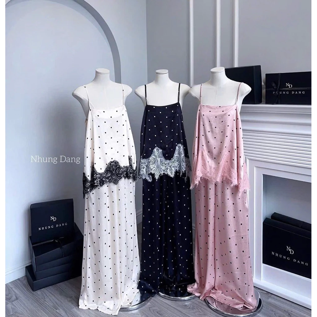 Set Tuyết Nhung Lụa Phối Ren Sang Trọng