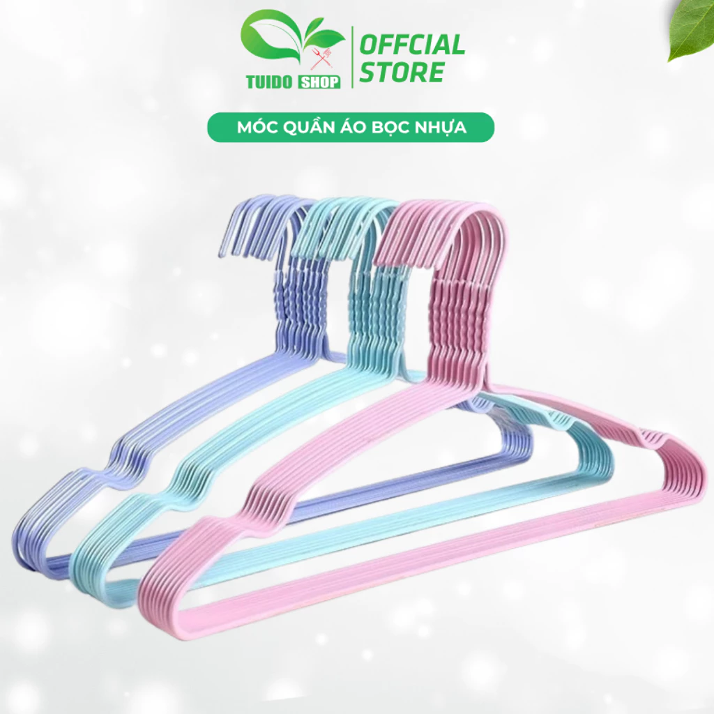 10 Móc Phơi Quần Áo Bọc Nhựa Cao Cấp, Dày Dặn Chống Trơn Trượt TUIDO SHOP