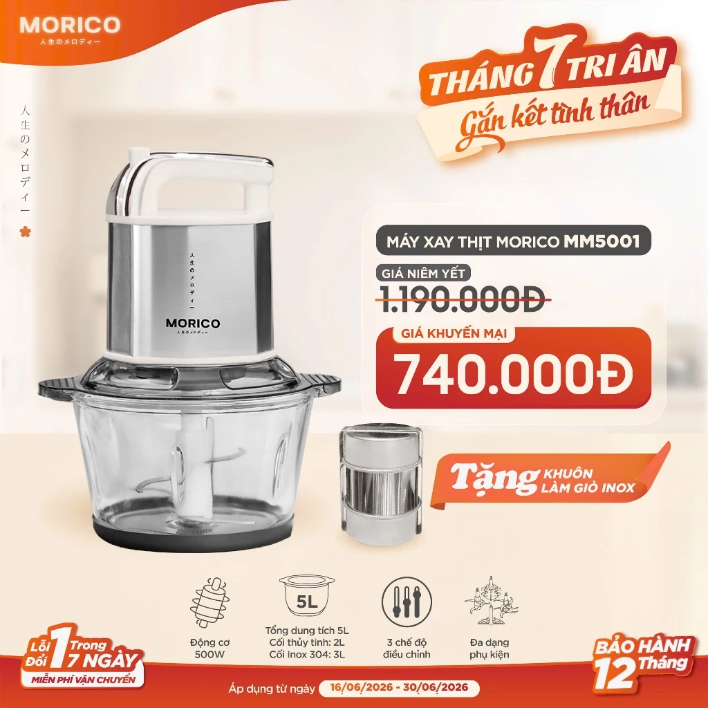 [Chính hãng] Máy Xay Thực Phẩm Morico–Xay Tỏi Ớt, Xay Thịt,làm giò,đánh chà bông,bảo hành 12 tháng