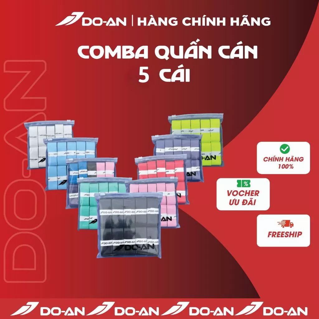 COMBO 5 quấn cán vợt cầu lông, vợt pickleball, mềm mại bám tay, thấm hút mồ hôi, loại dày dặn cao cấp-QC-CB5