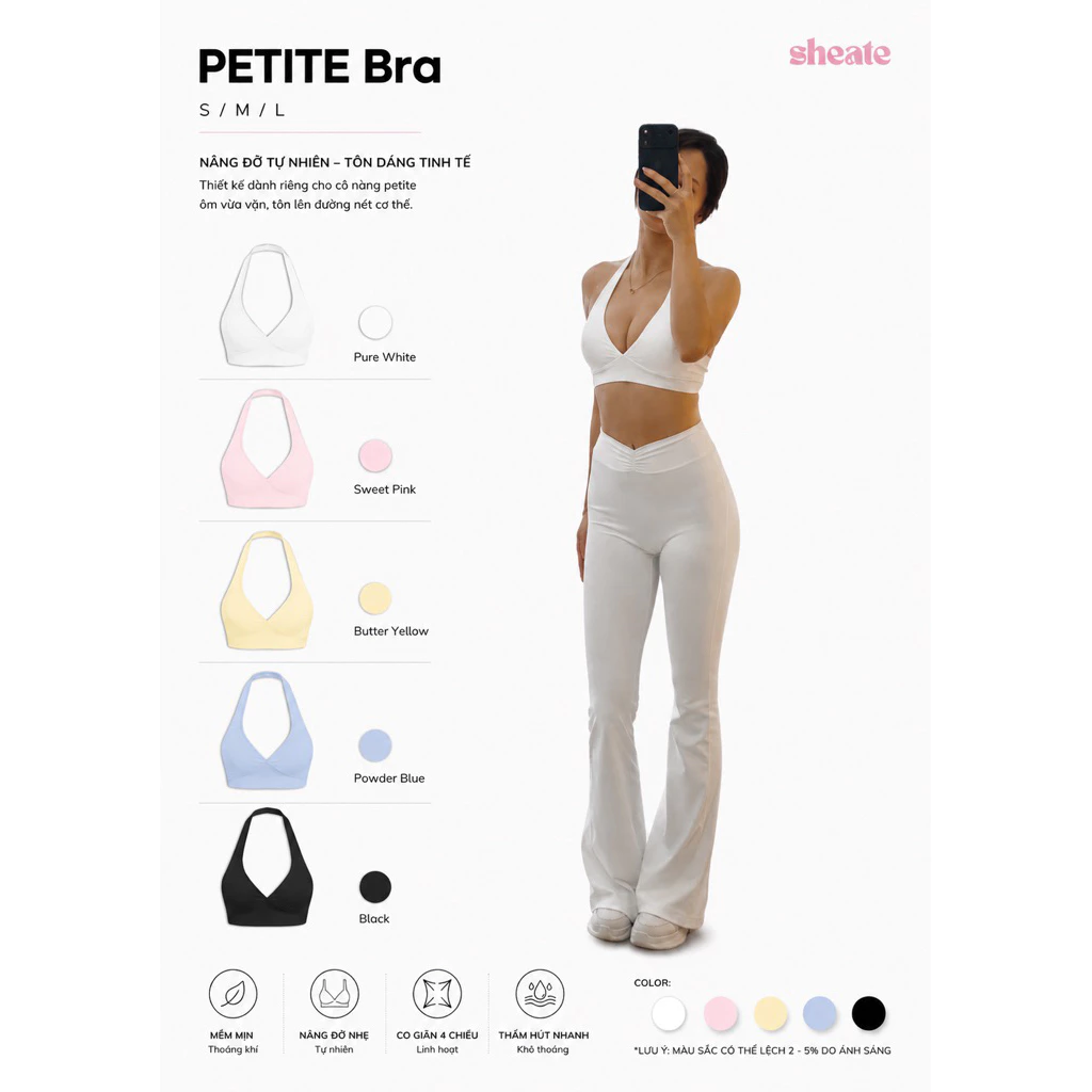 PETITE BRA | Bra thể thao hở ngực có mút bảng màu ngọt ngào
