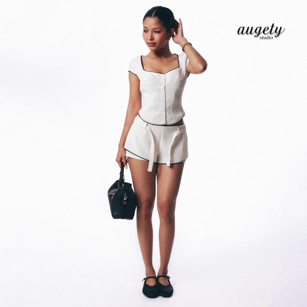 [MUA KÈM ÁO GIẢM 30K] Quần Short Nữ Form A 2 Tầng Tròn Hông Kèm Dây Lưng Augety Studio, LARA SHORTS
