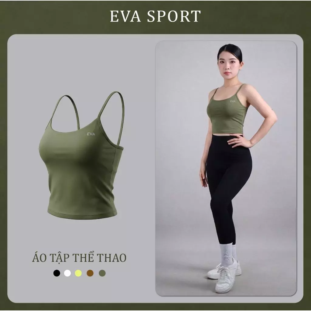 Áo Hai Dây Thể Thao Nữ Có Mút Ngực Rời Áo Bra Tập Gym Yoga Form Ôm Tôn Dáng EVASPORT