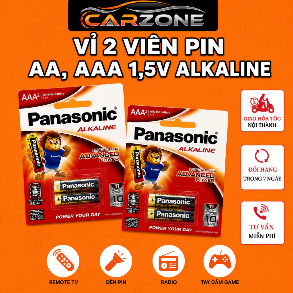 Vỉ 2 Viên Pin AA, AAA 1,5V Alkaline Siêu Bền