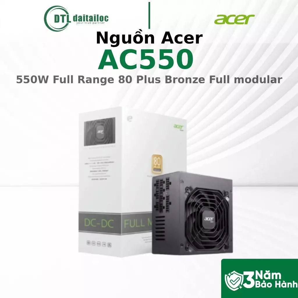 Nguồn Acer AC550 550W AC650 650W  AC750 750W Full Range 80 Plus Bronze Full modular | Chính Hãng | Bảo Hành 36 Tháng
