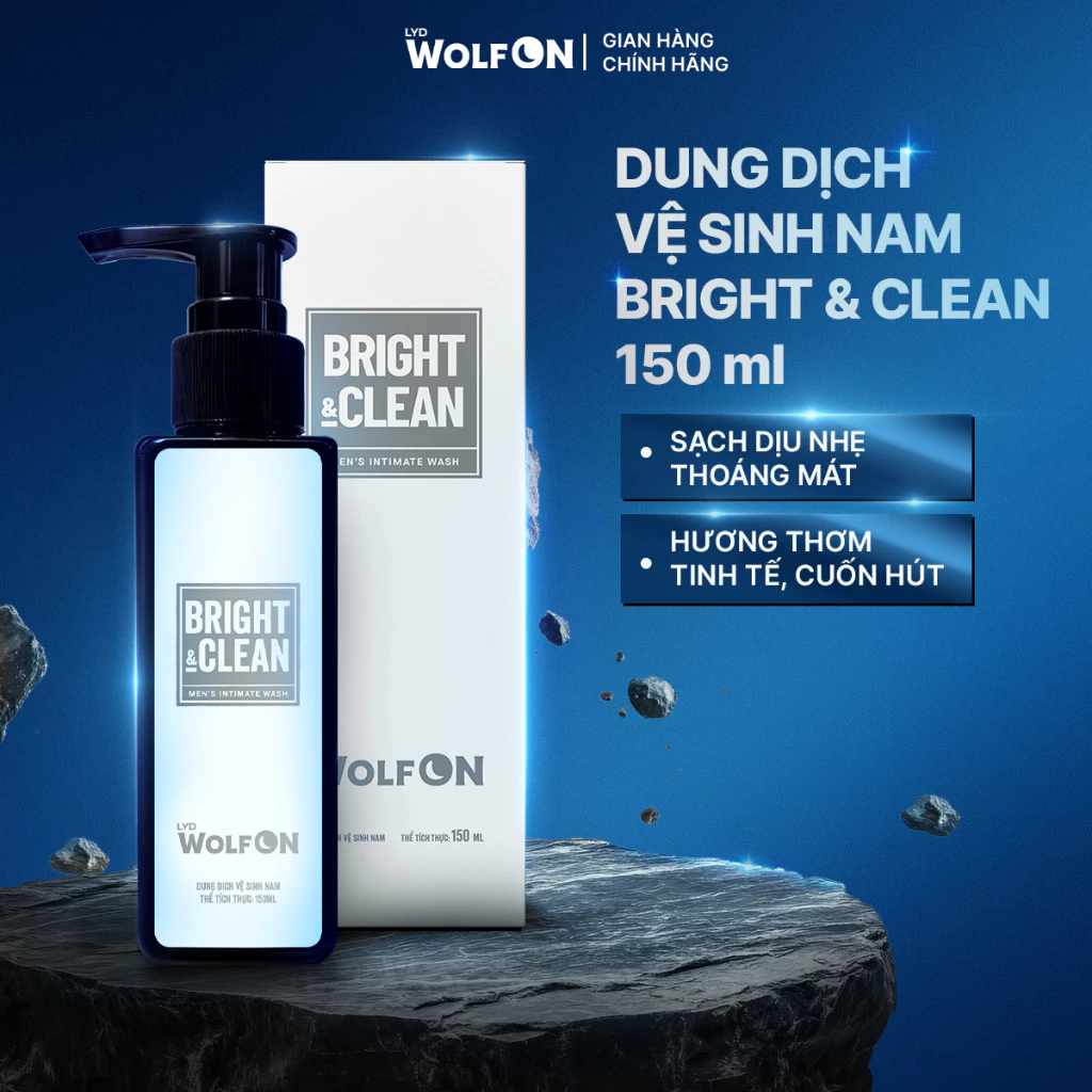 Dung Dịch Vệ Sinh Nam Giới LYD Wolf ON Bright & Clean Dưỡng Sáng Niacinamide 95ml 150ml