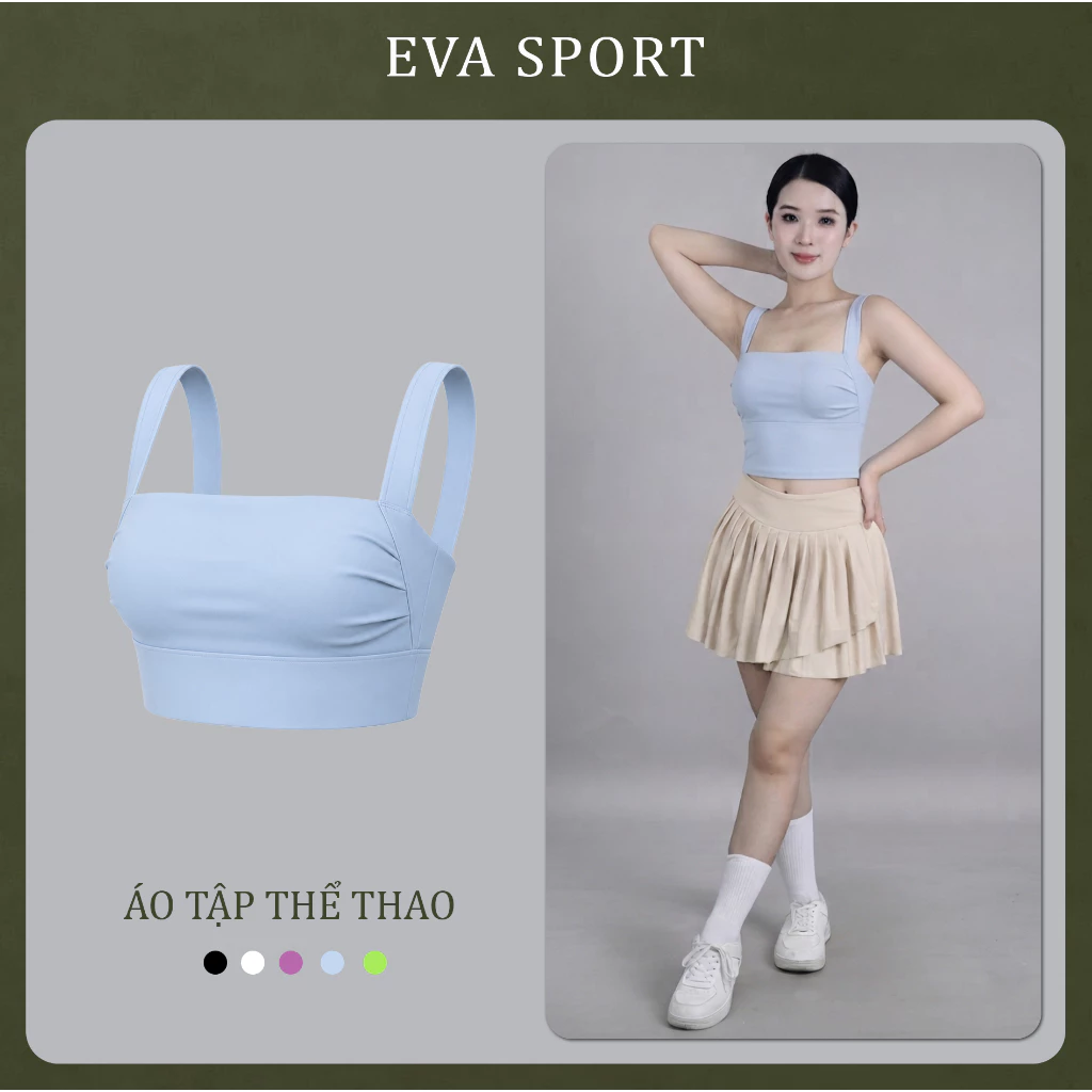 Áo Bra Dây Cổ Vuông, Áo Bra Thời Trang, Cá Tính Chất Vải Lulu Thóa Mát, Thỏa Mái EVASPORT