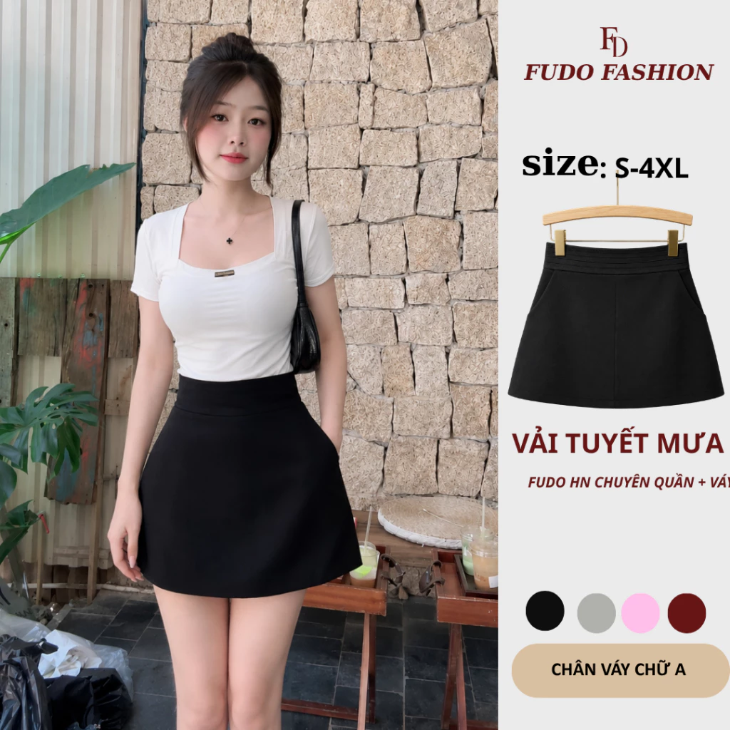 Chân Váy Chữ A 3 Lớp Bồng Nhẹ Cạp Cao Che Mỡ Bụng, Có Quần Bảo Hộ Có Túi Nữ FULA