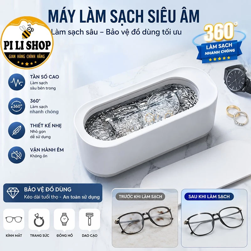 Máy Rửa Vệ Sinh Mắt Kính Chuyên Dụng, Thiết Bị Rửa Làm Sạch Trang Sức Bằng Sóng Siêu Âm Không Có Đèn