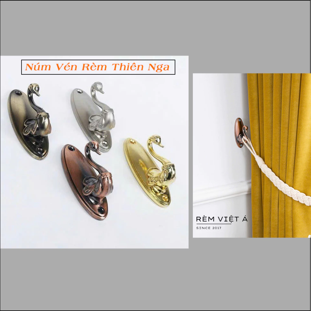 Núm Vén Rèm Thiên Nga - Chất Liệu Kim Loại 4 Màu Bền, Đẹp ( 1 cặp )