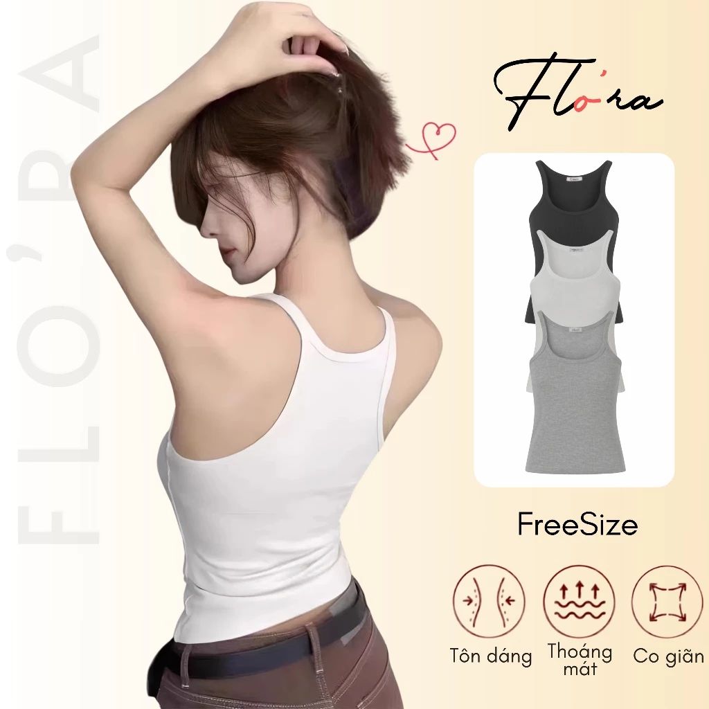 Áo BA LỖ DÂY NHỎ DÁNG DÀI Ôm Body Chất Thun Gân Dày DD02, Áo 3 Lỗ Sát Nách Kiểu Trơn Nữ Mát Flo'ra