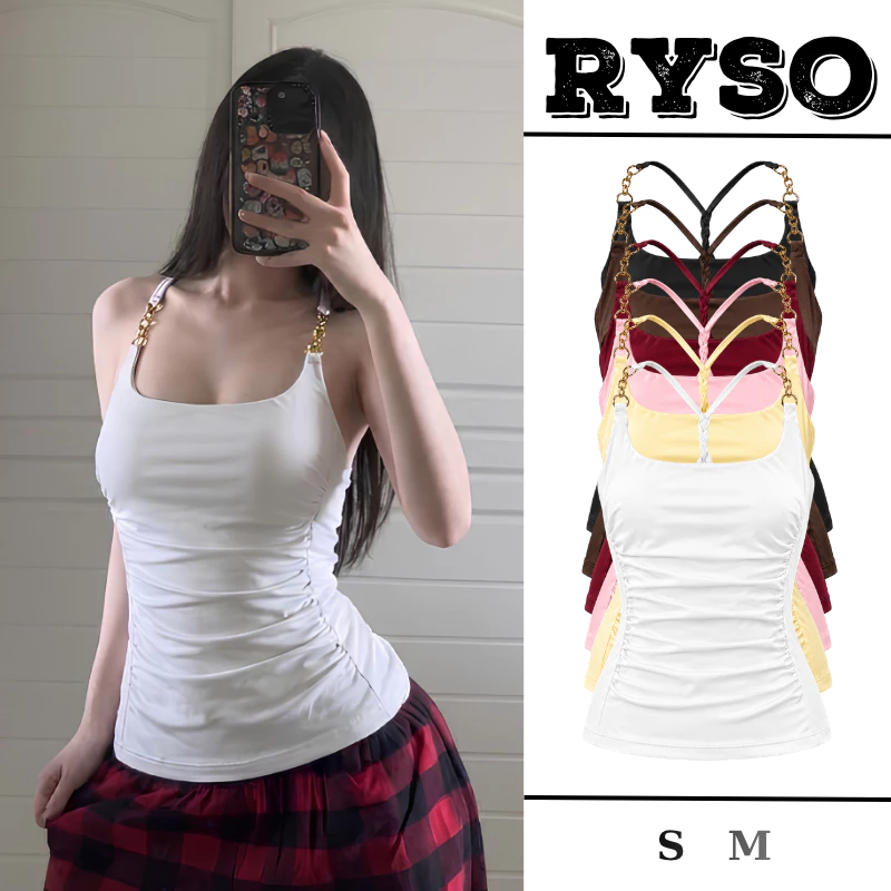 Áo Hai Dây Cổ Vuông Phối Khoen Xoắn Dây Sau Lưng Nhún Eo Ôm Body Tôn Dáng Co Giãn 2S11 RYSO STORE