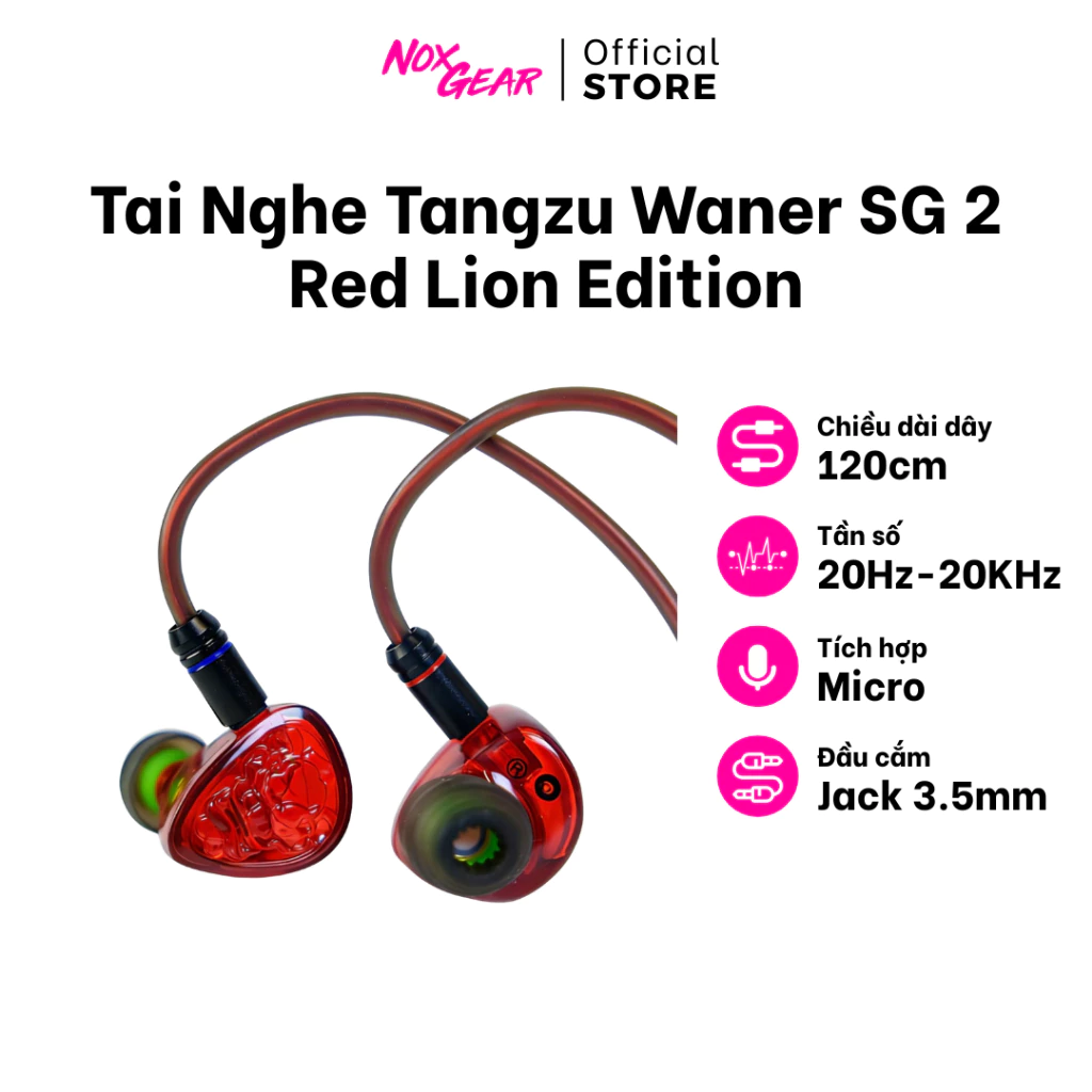 Tai Nghe IEM Tangzu Waner SG 2 Red Lion Edition | Tai nghe In-ear Đa dụng Nghe Nhạc Chơi Game - Hàng Chính Hãng