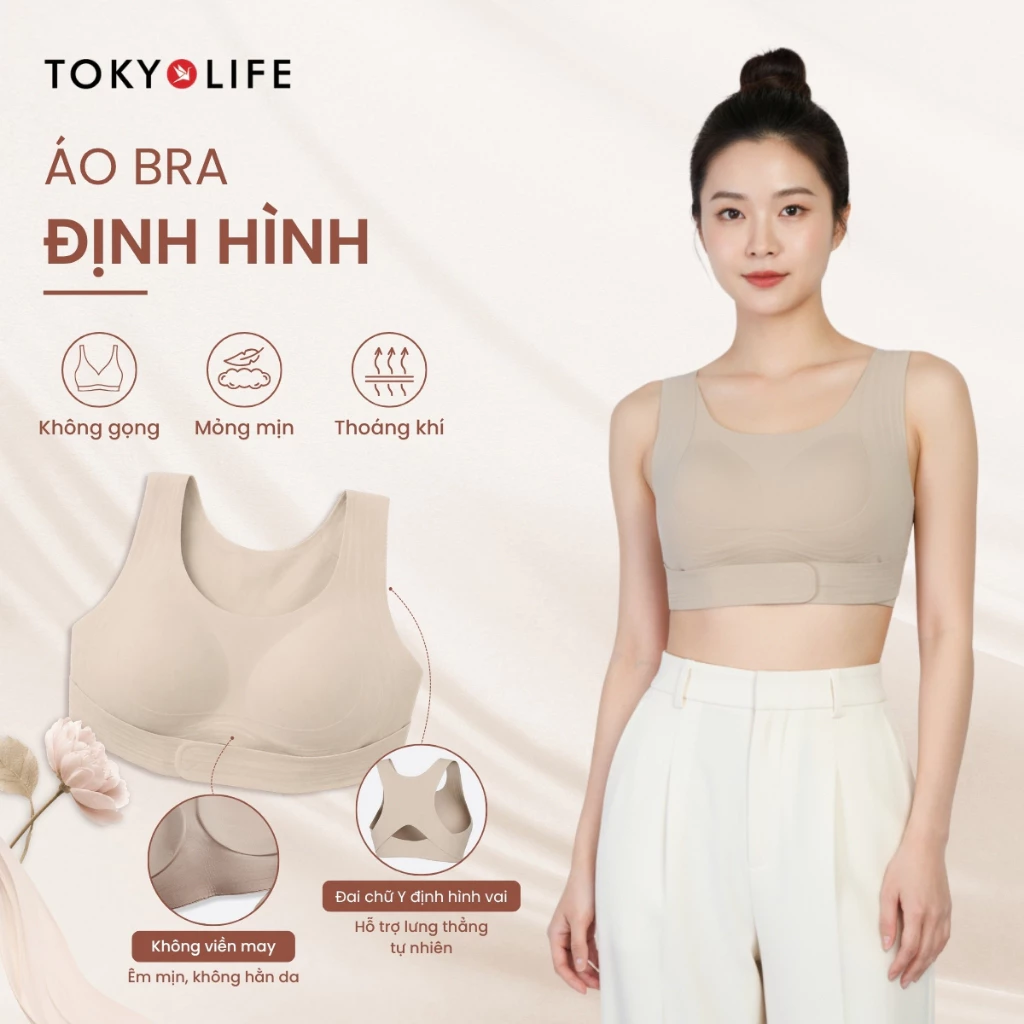 Áo lót nữ chống gù TOKYOLIFE Định Hình Vòng 1, Nâng Đỡ Ngực Tập Gym Yoga, Công Thái Học, Chống Xệ Ngực 40005623 TDH
