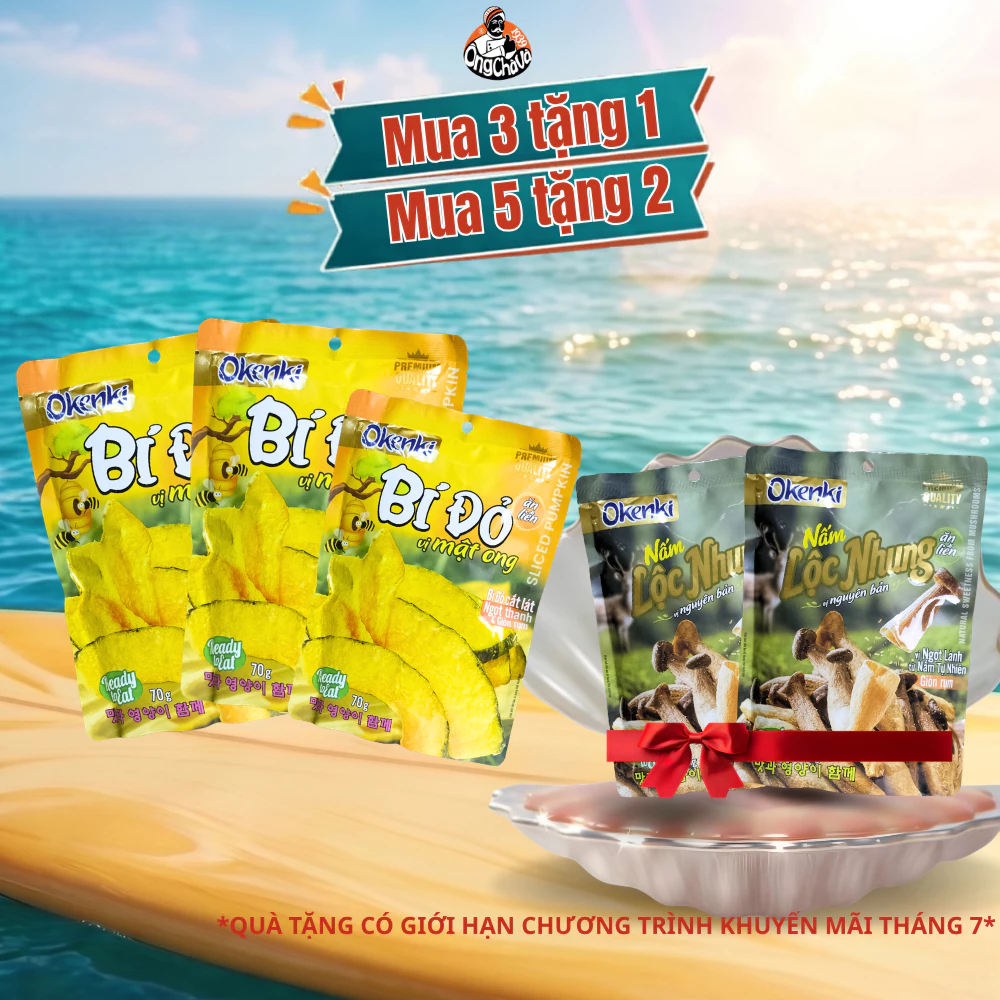 Bí Đỏ Mật Ong Sấy Khô Snack 70gr - Thương hiệu Okenki - Hàng Chính Hãng
