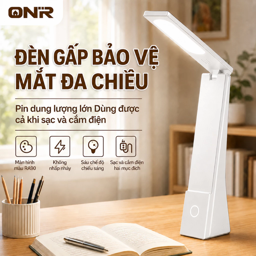 ONR-Đèn Học Để Bàn Chống Cận, Độ Sáng Cao, Tiết kiệm năng lượng, Không Ánh Sáng Xanh, Bảo Vệ Mắt