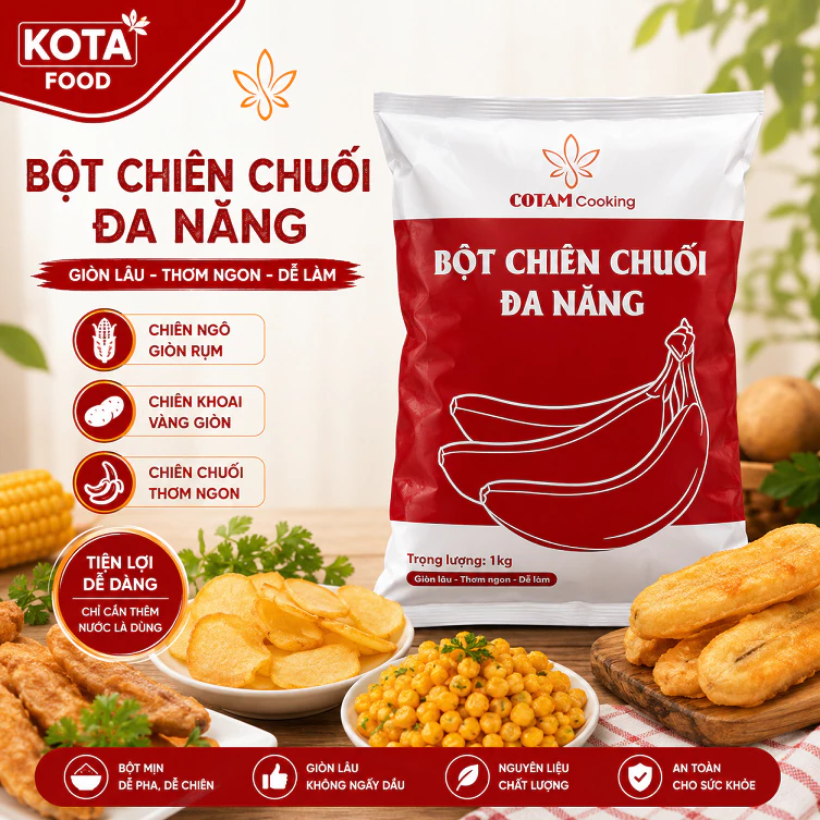 Bột chiên chuối cô Tám ĐA NĂNG gói 1kg