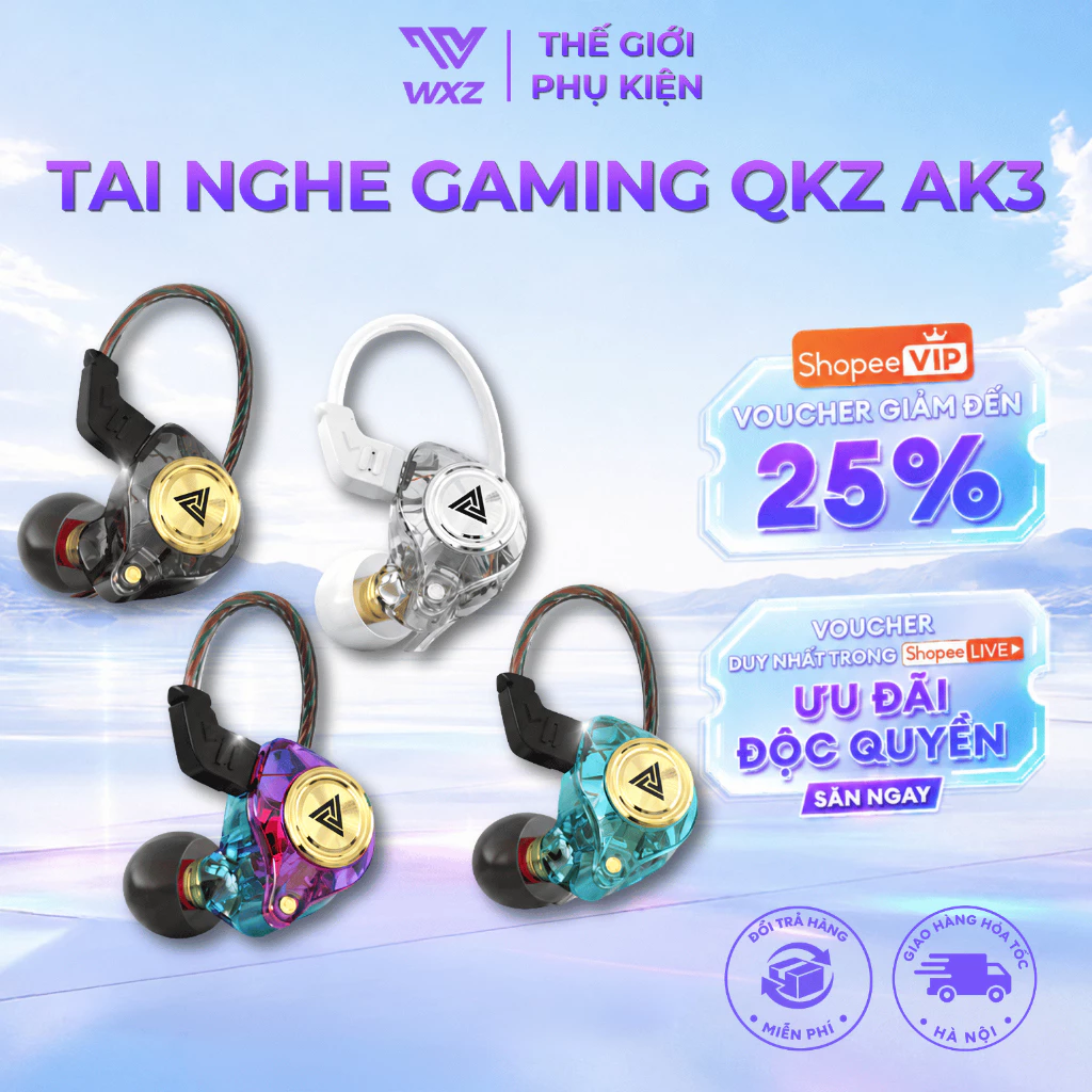 Tai Nghe Gaming QKZ AK3 Có Dây 3.5mm Âm Thanh Vòm Bass Mạnh Tích Hợp Mic HD Chơi Game FPS