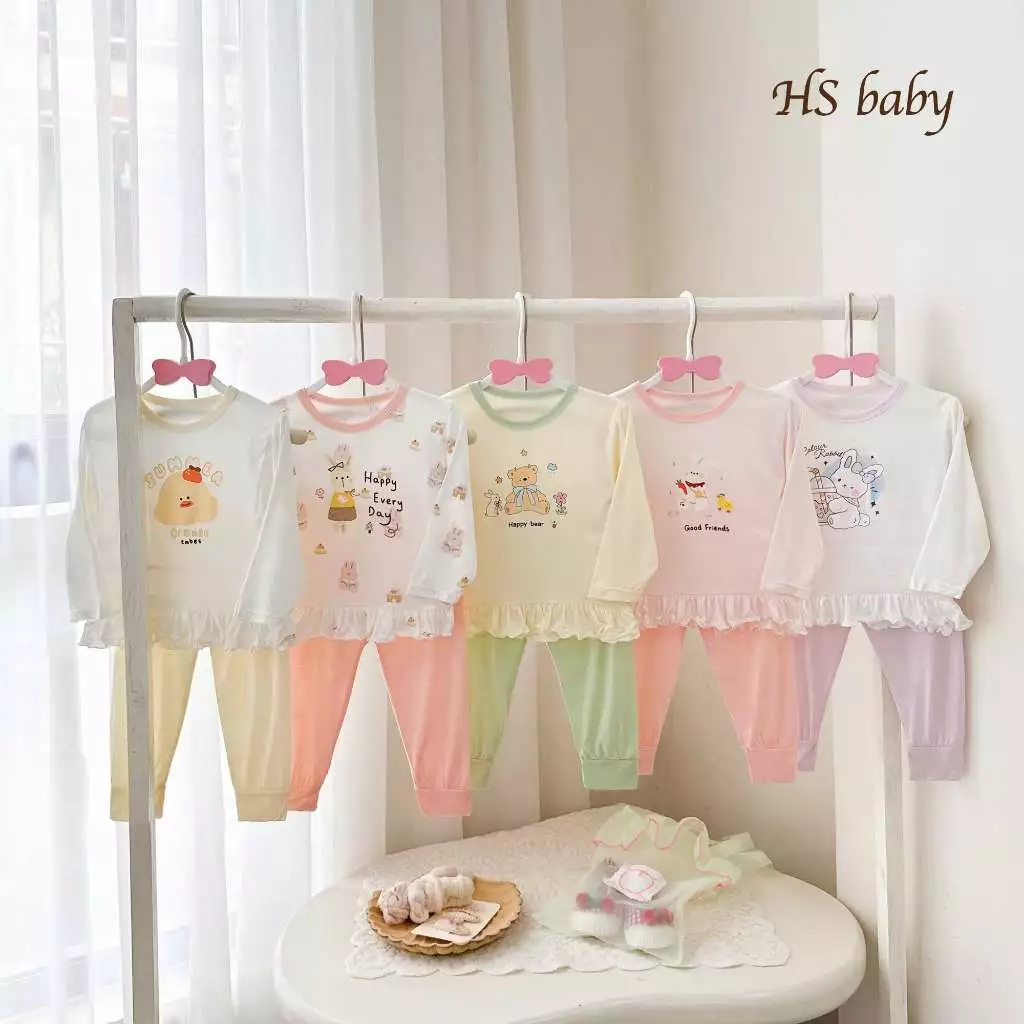 Bộ dài HSBABY thun lạnh DRESS cho bé gái