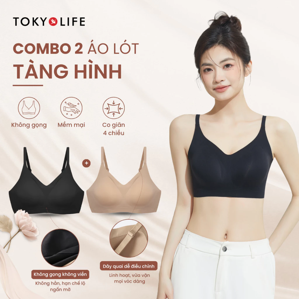 [MUA 2 GIÁ CHỈ 349K] Combo 2 Áo lót ngực nữ TOKYOLIFE không gọng không viền nâng ngực đệm mỏng mềm mịn 40005088