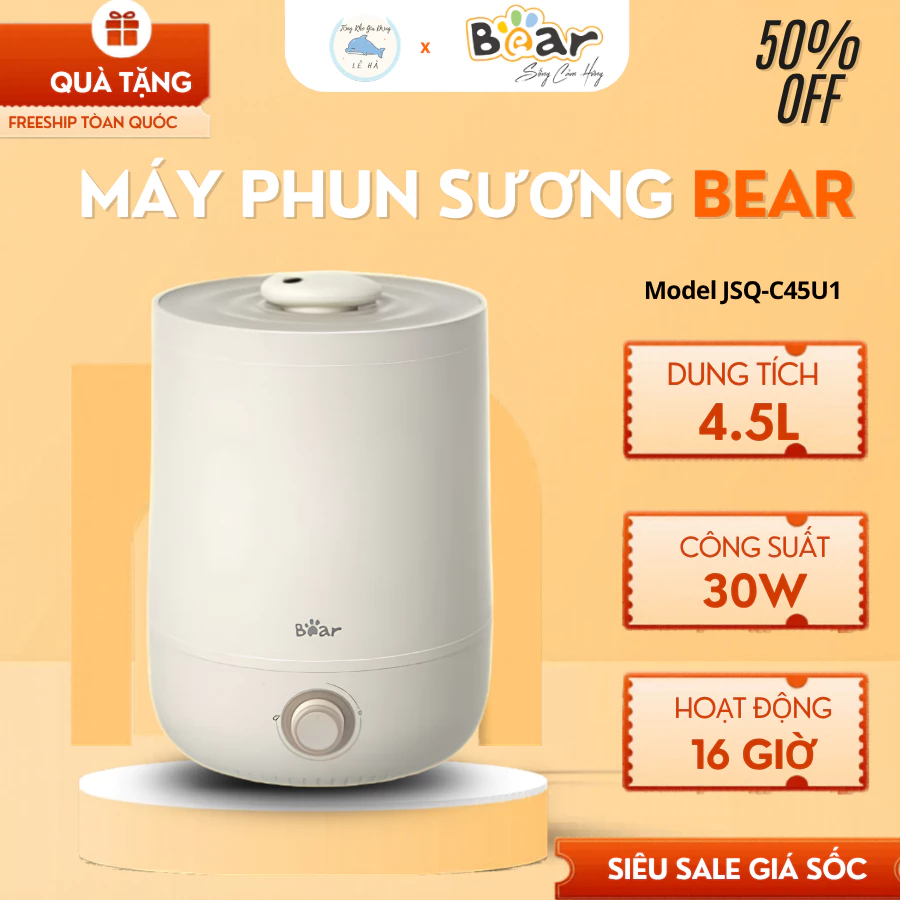 Máy Phun Sương Tạo Ẩm Bear JSQ-C45U1 Màng Lọc Khí Kháng Khuẩn,Độ Ồn Thấp Siêu Êm - Tổng Kho Gia Dụng Lê Hà